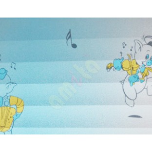 Blue white yellow cute pig playing instrument music decorative glass sticker
